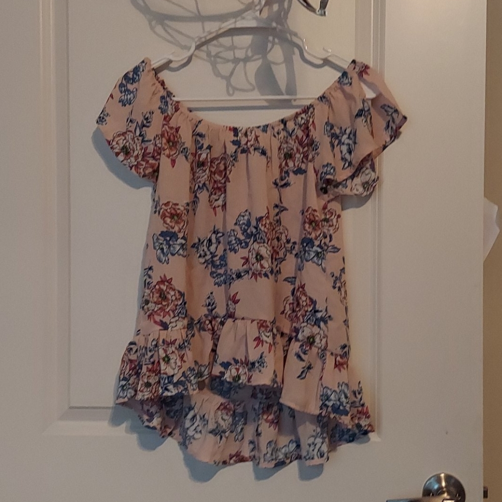 Off the shoulder floral shirt